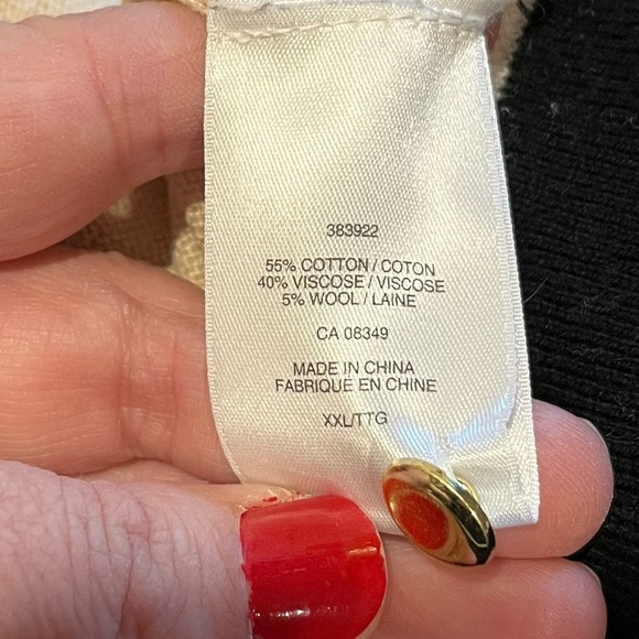 JONES NEW YORK Beige & Black Button Detail Sweater - - Picture 3 of 9